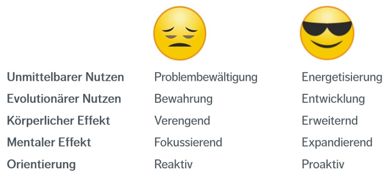 Nutzen und Effekte von positiven und negativen Emotionen.